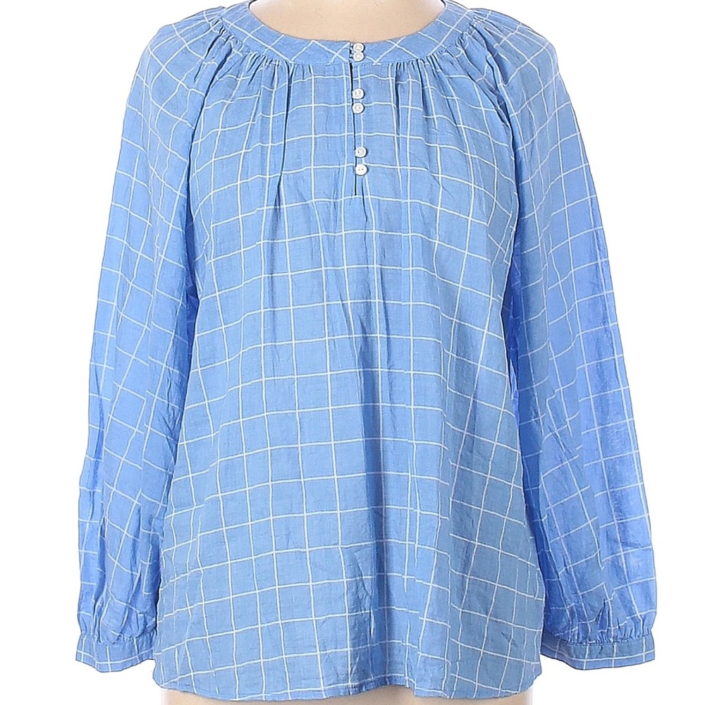 Old Navy Women’s Cotton Shirt Blouse Lightweight Blue White Plaid Medium M - Picture 1 of 7